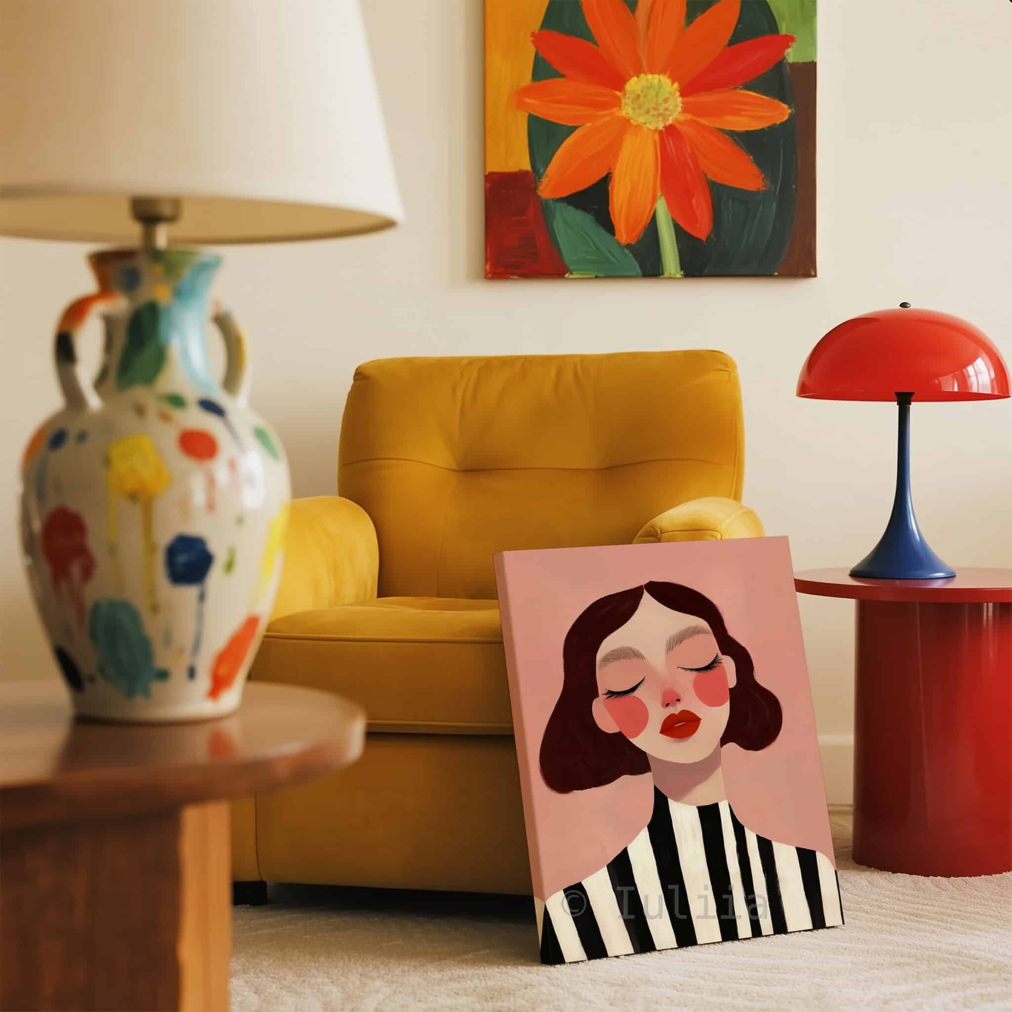 Feminine Wall Art, Blush Woman Portrait on Canvas, Contemporary Bedroom Decor - photo #11