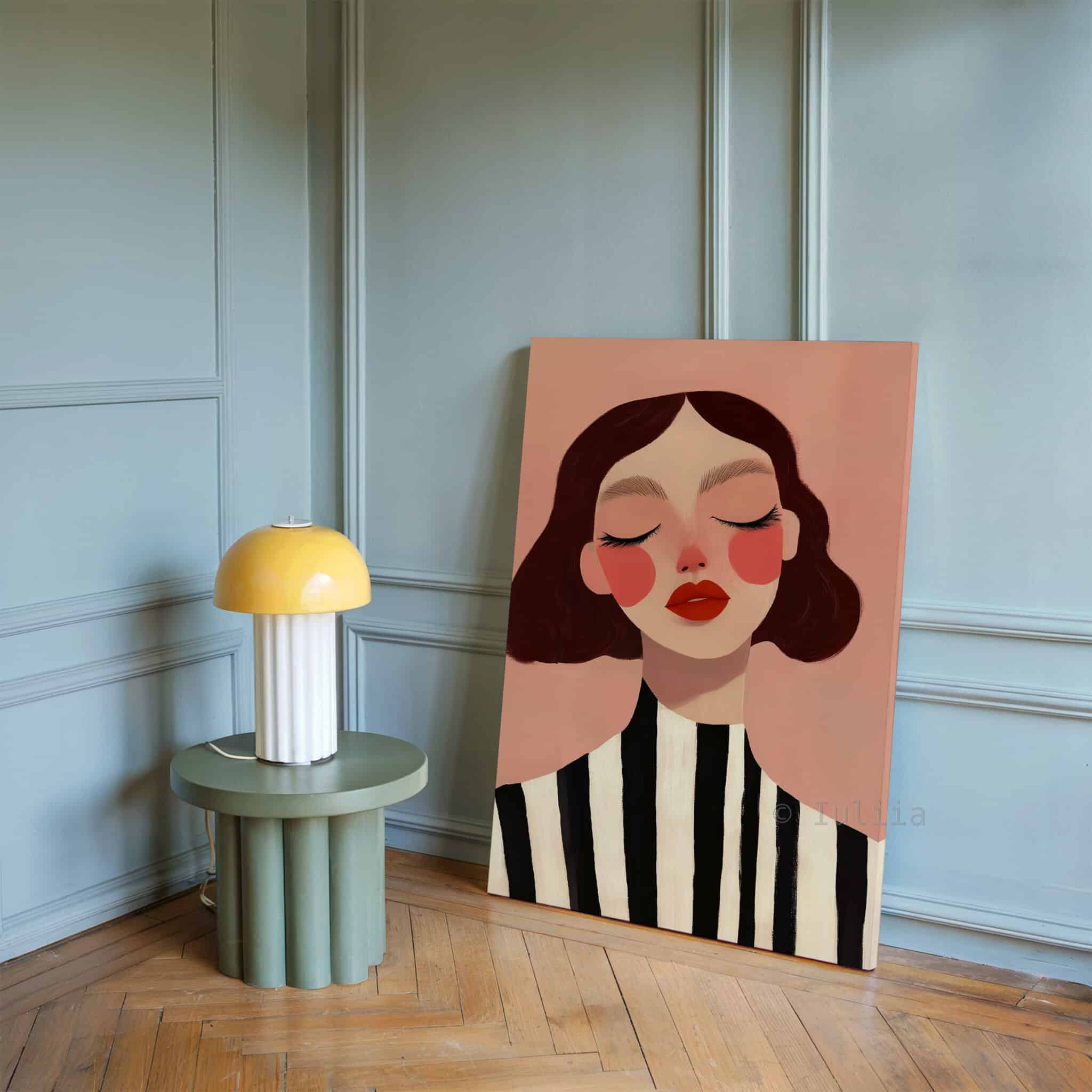 Feminine Wall Art, Blush Woman Portrait on Canvas, Contemporary Bedroom Decor - photo #15