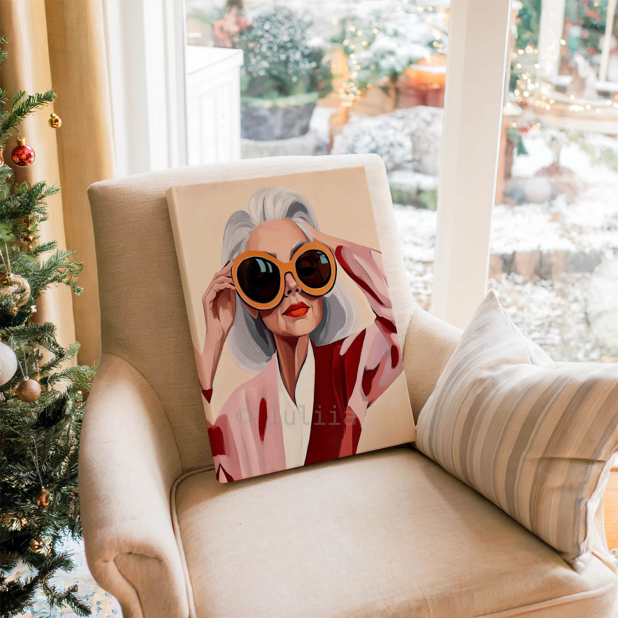 Blush Aesthetic Artwork Canvas, Glamorous Woman with Oversized Sunglasses Print, Modern Feminine Home Decor - photo #15
