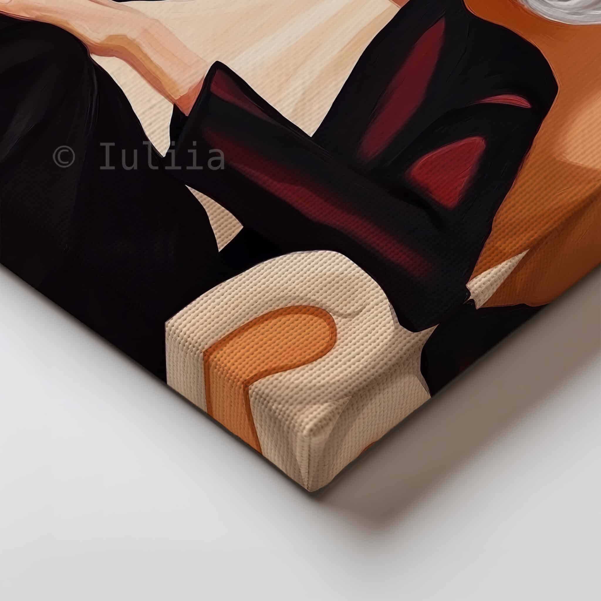 Wine Woman Art Canvas, Glamorous Silver-Haired Portrait with Red Wine, Sophisticated Interior Decor - photo #1