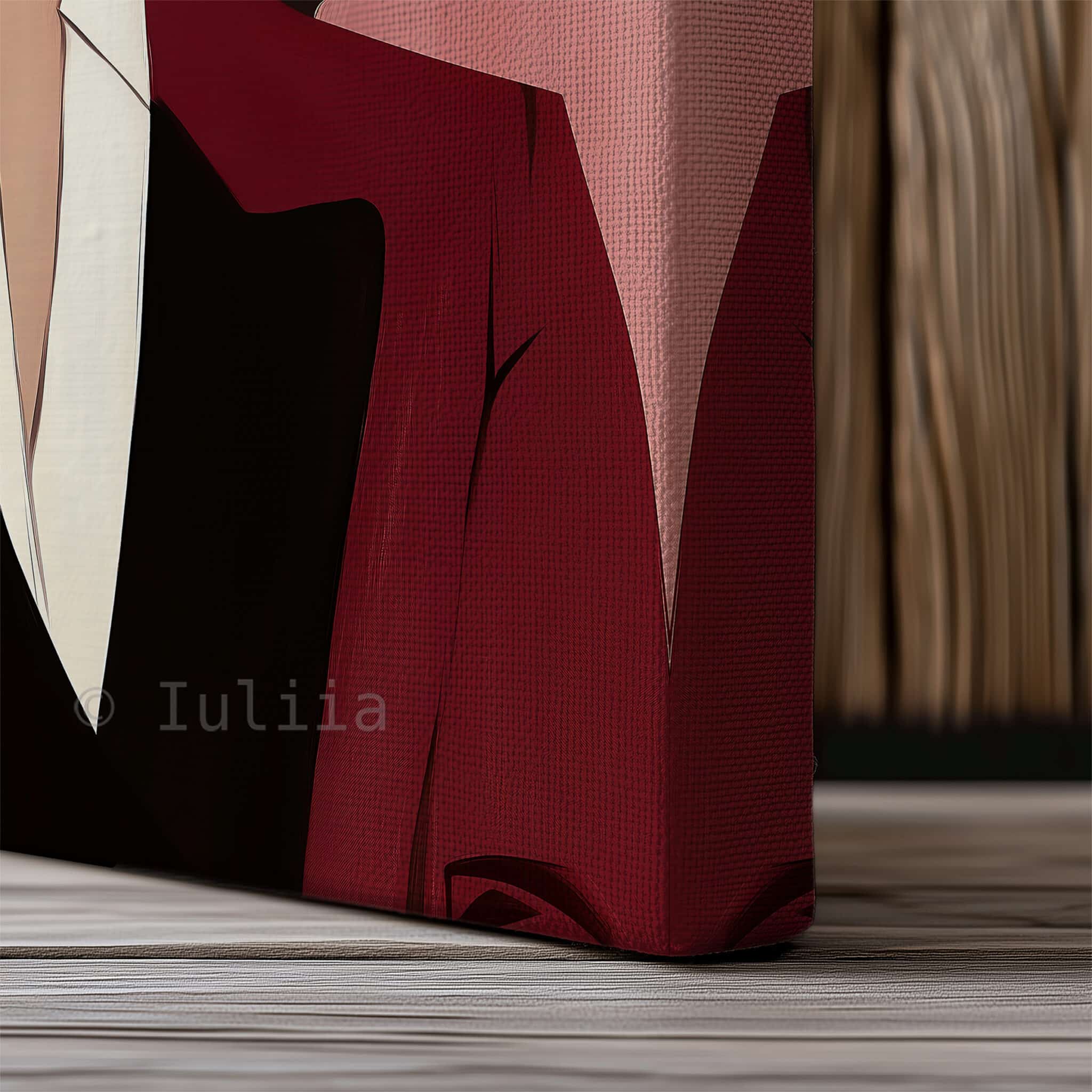 Burgundy Portrait Canvas, Elegant Woman in Tuxedo, Refined Fashion Wall Art, Sophisticated Dressing Room Accent - photo #18