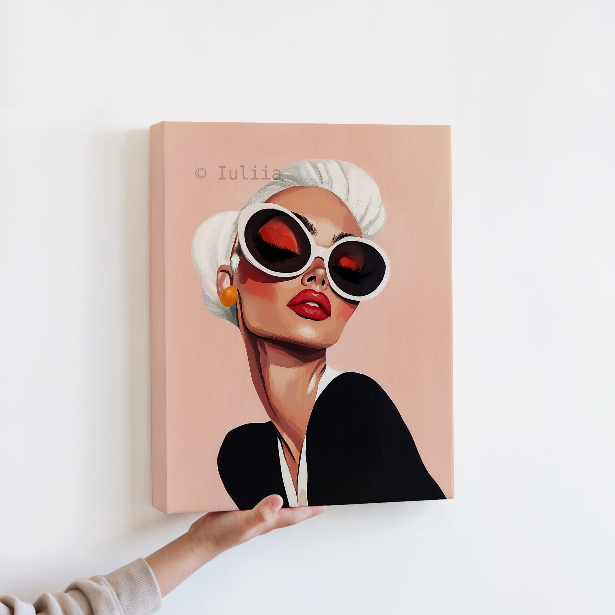 Statement Sunglasses Canvas, Glamorous Woman Portrait, Retro Fashion Wall Art, Chic Vanity and Dressing Room Decor - photo #12