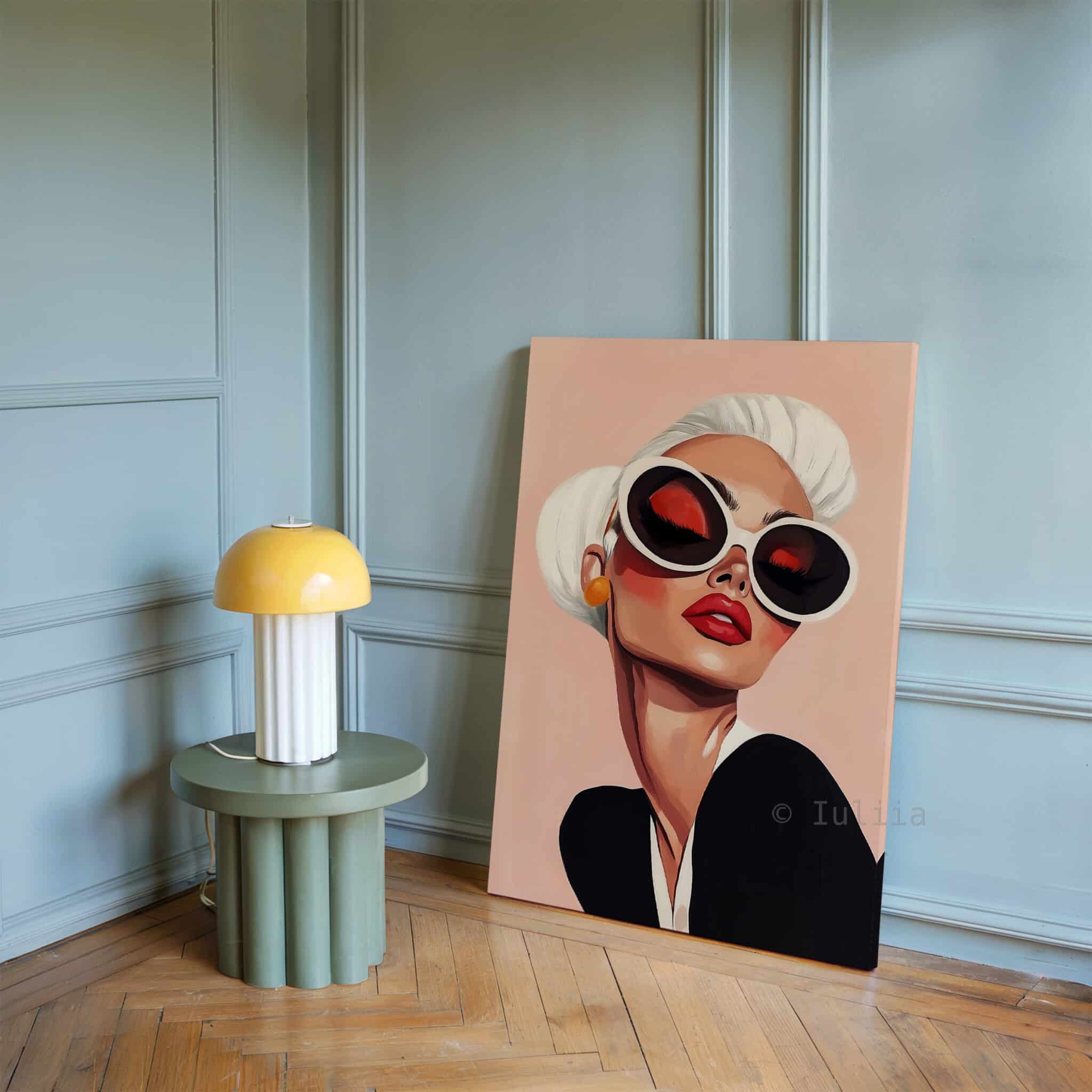 Statement Sunglasses Canvas, Glamorous Woman Portrait, Retro Fashion Wall Art, Chic Vanity and Dressing Room Decor - photo #16