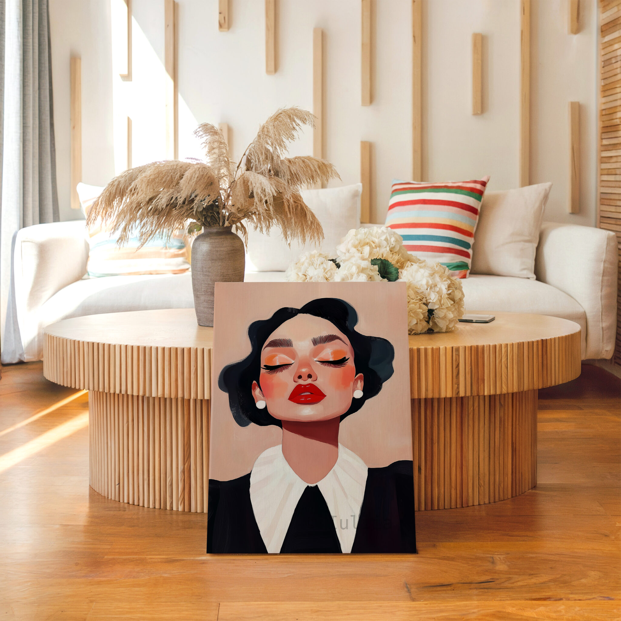 Classic Collar Woman Canvas, Retro Beauty Portrait, Black and White Fashion Wall Art, Refined Dressing Room Decor - photo #13