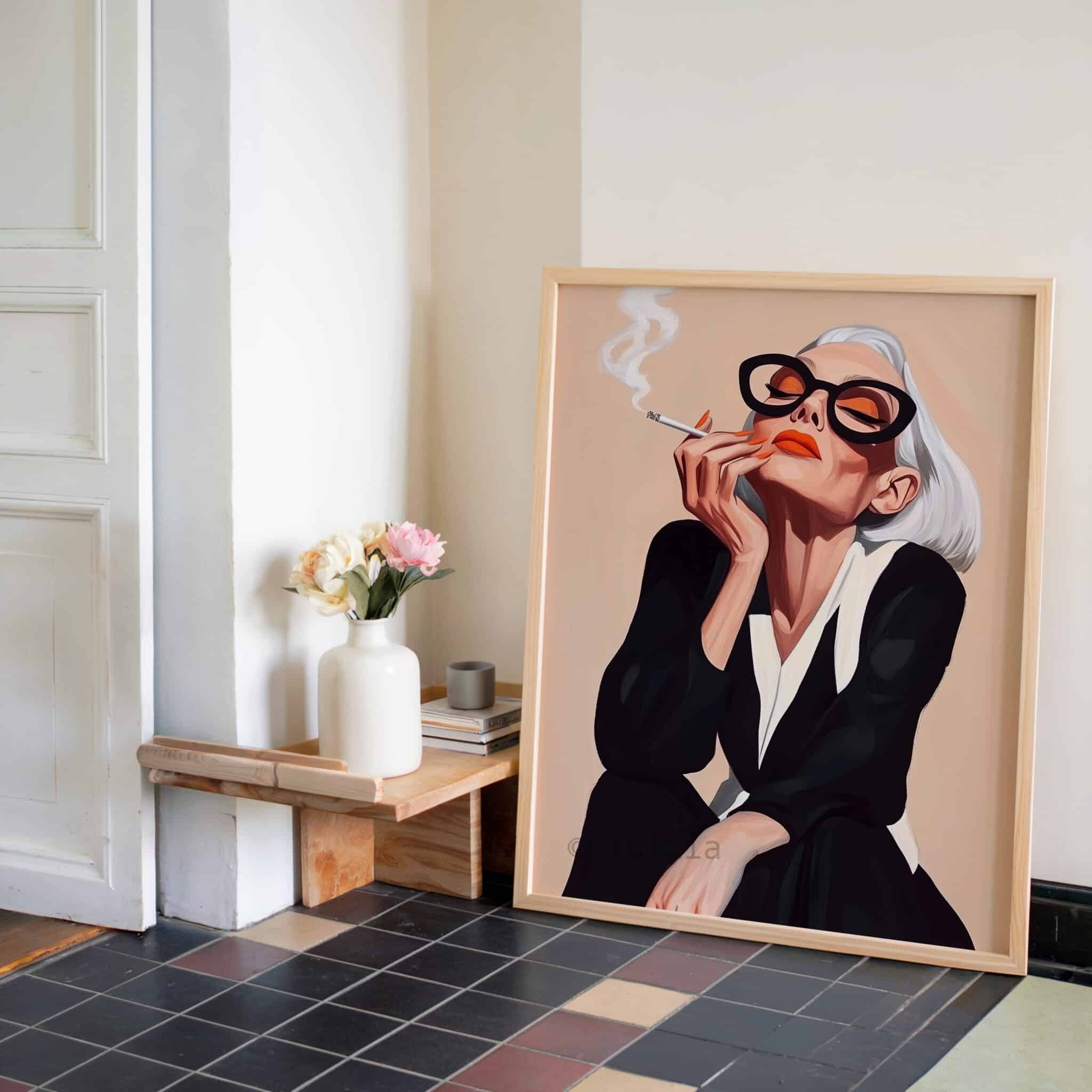 Framed Modern Muse Art Elegant Woman Portrait Print, Contemporary Statement Decor for Living Room, Study or Bedroom - photo #2