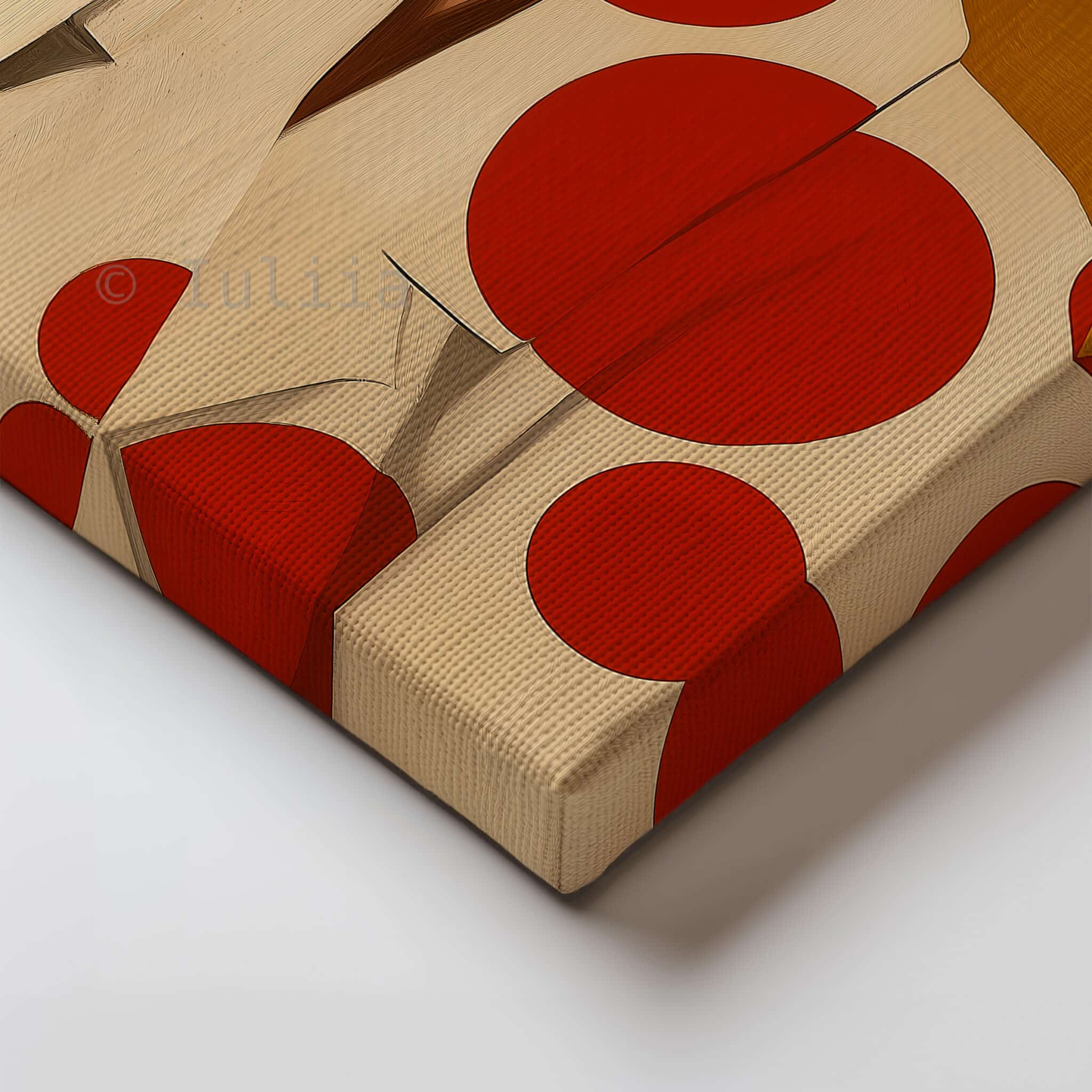 Stylish Woman Art With Polka Dots, Retro Portrait in Ochre and Red, Modern Bedroom Decor - photo #1