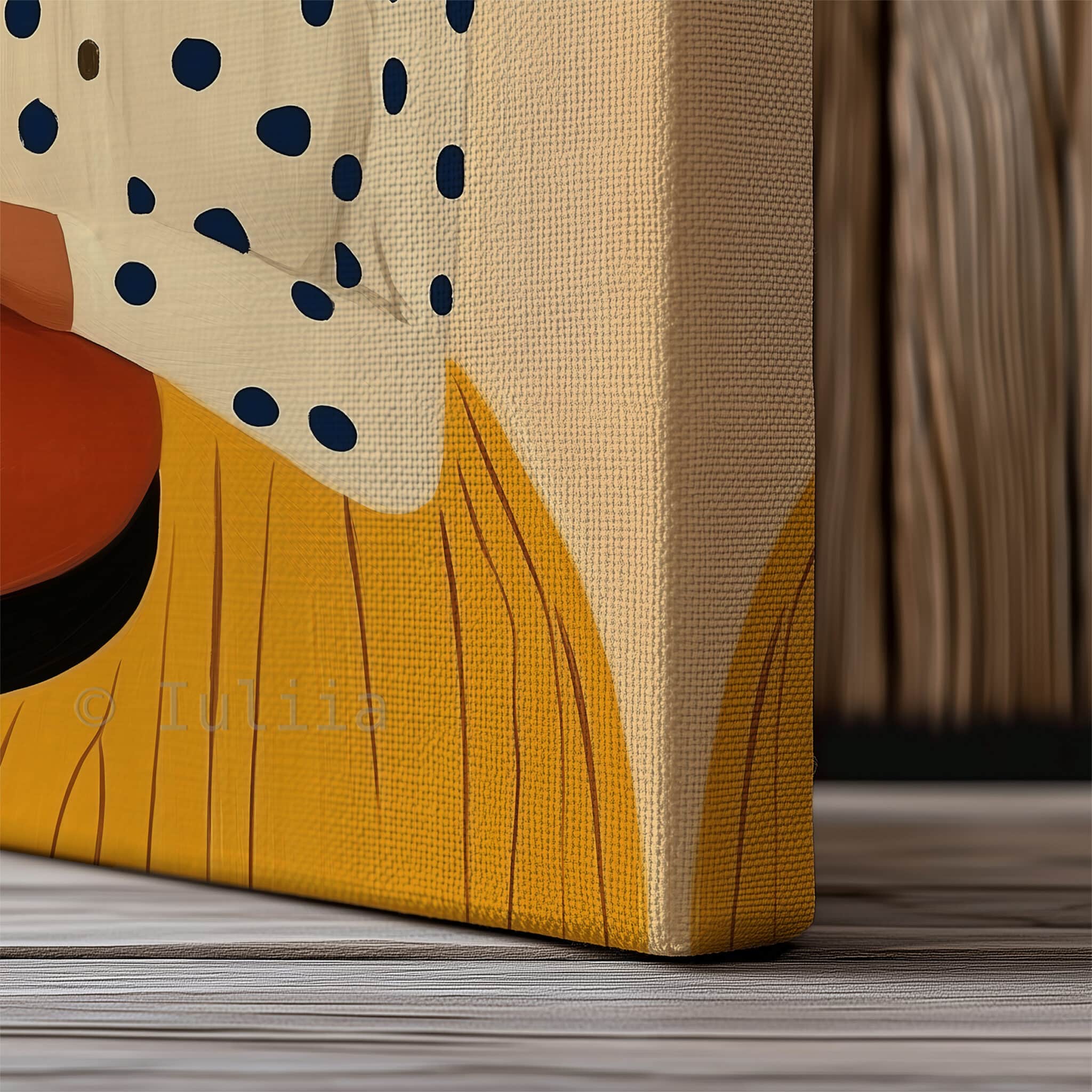 Fashion Illustration, Retro Mature Woman Portrait in Mustard and Polka Dots, Chic Coffee Corner Decor - photo #18