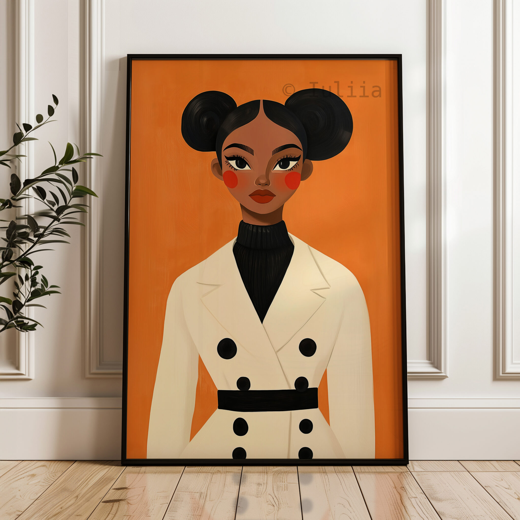Female Figure Art Print, Stylish Woman in Cream Coat, Contemporary Decor for Bedroom or Office - photo #3