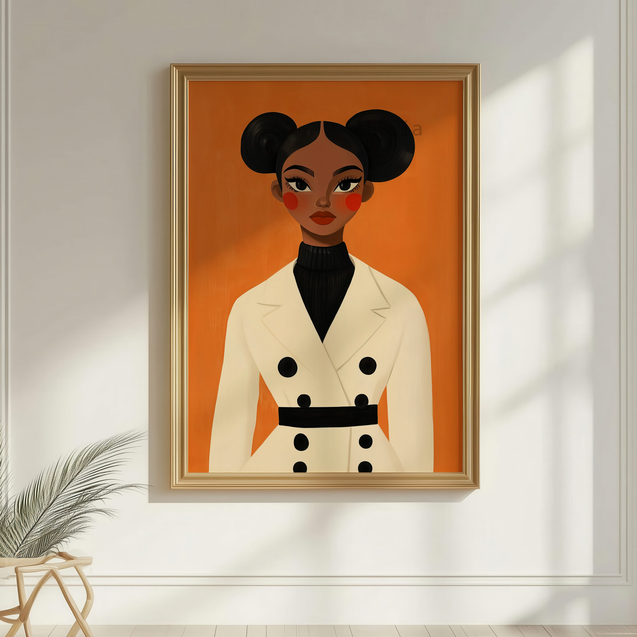 Female Figure Art Print, Stylish Woman in Cream Coat, Contemporary Decor for Bedroom or Office - photo #7