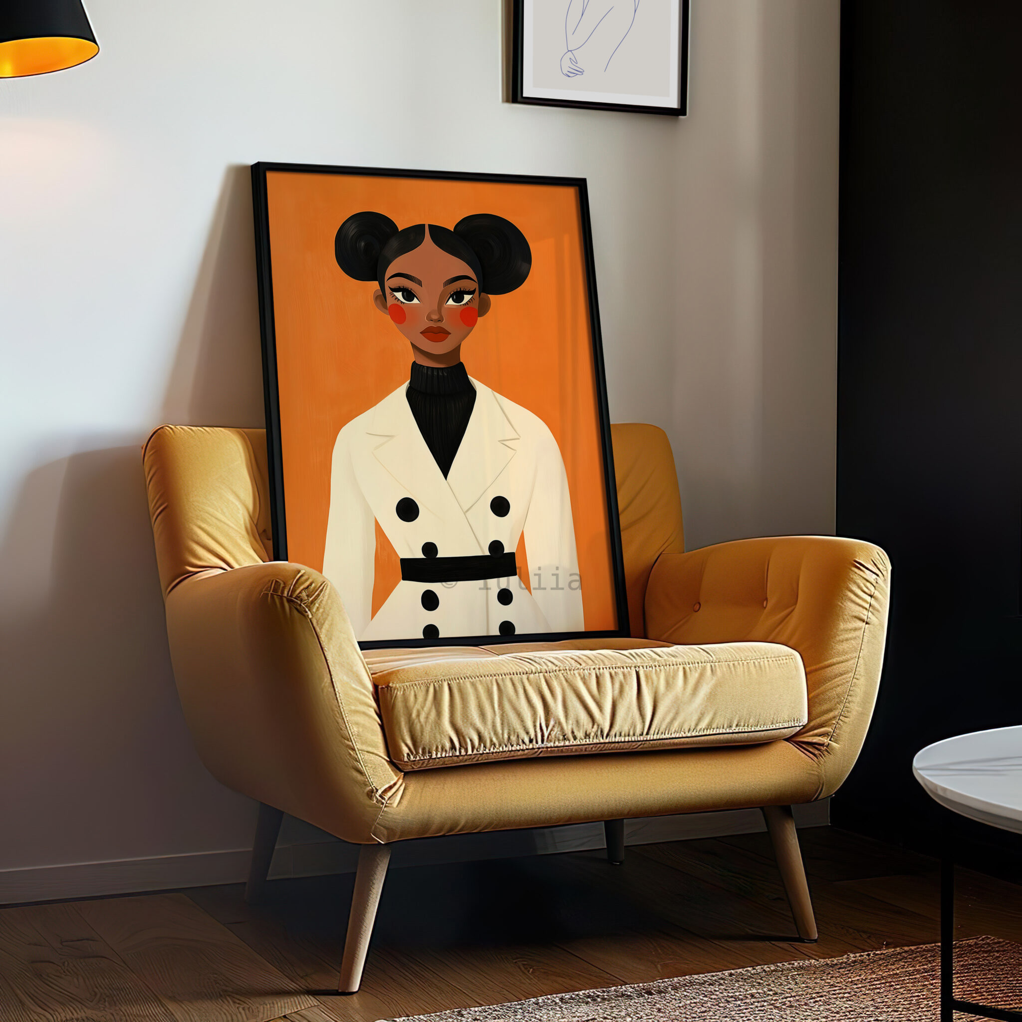 Female Figure Art Print, Stylish Woman in Cream Coat, Contemporary Decor for Bedroom or Office - photo #10