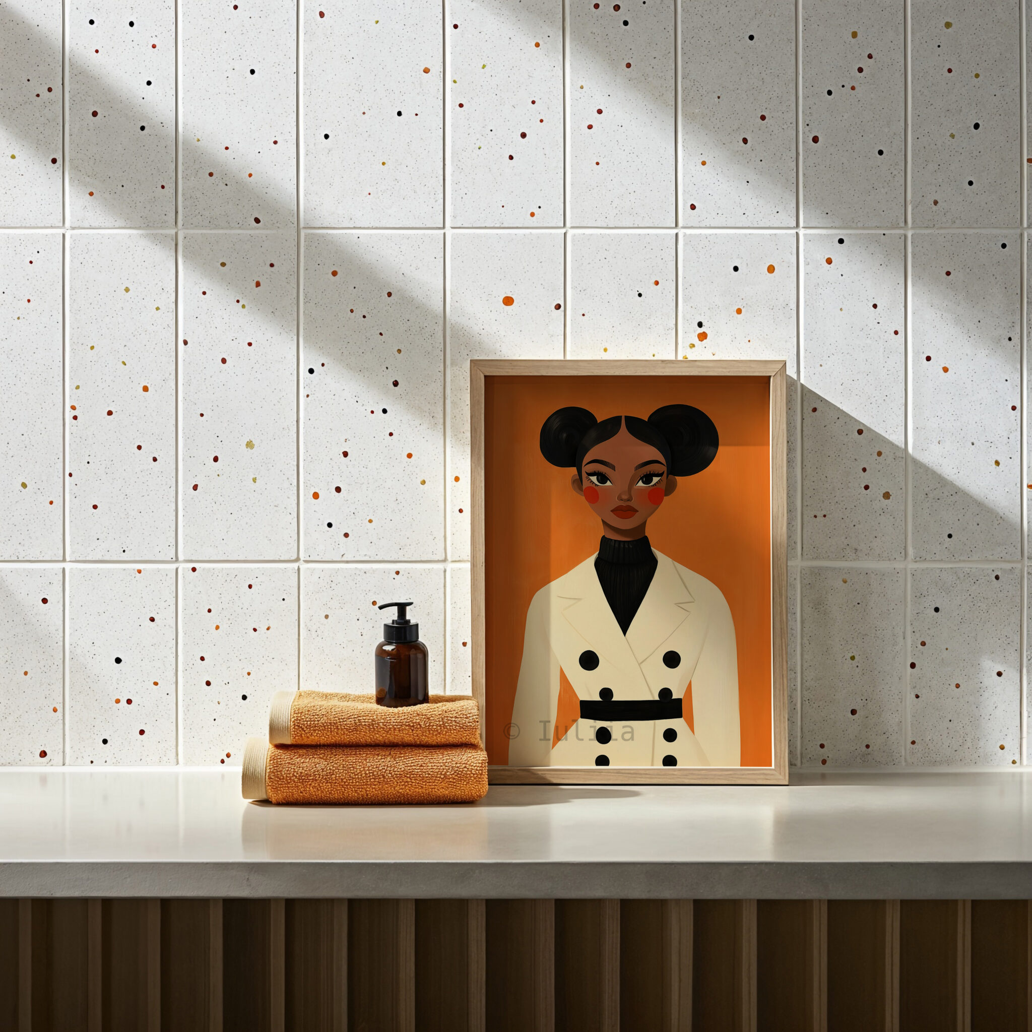Female Figure Art Print, Stylish Woman in Cream Coat, Contemporary Decor for Bedroom or Office - photo #12