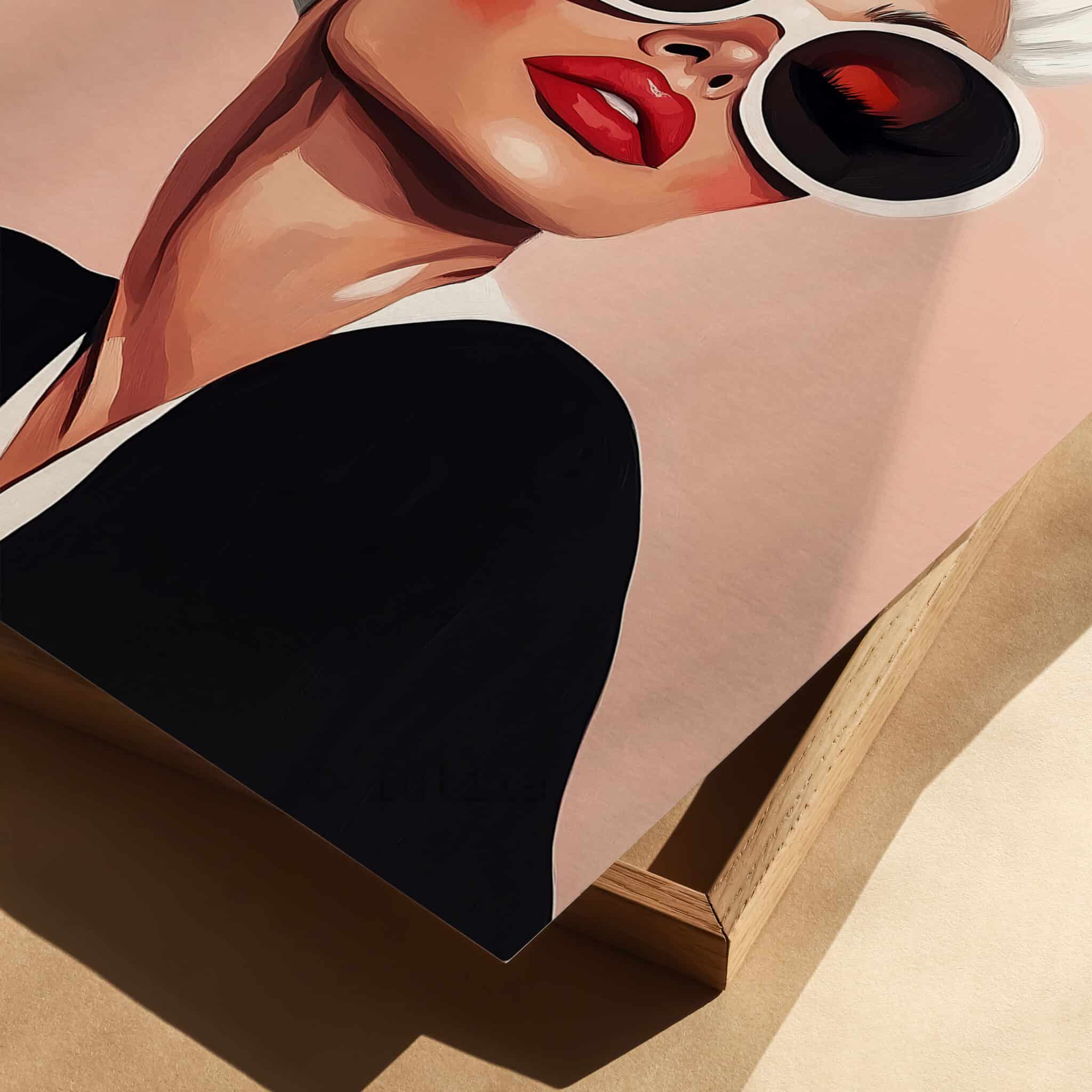 Glam Wall Art Print, Chic Woman Portrait with Oversized Sunglasses, Modern Blush Decor for Bedroom or Vanity - photo #1