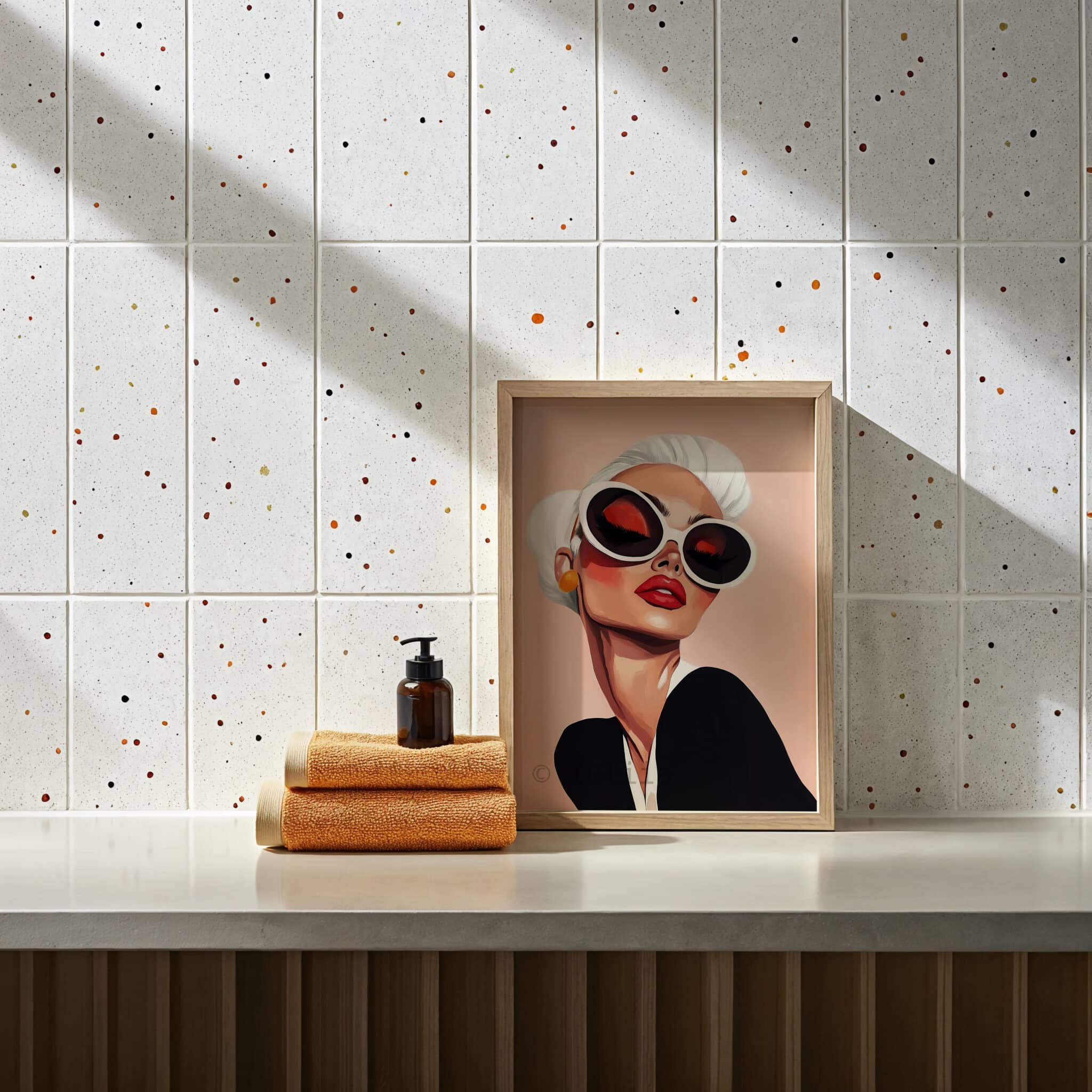 Glam Wall Art Print, Chic Woman Portrait with Oversized Sunglasses, Modern Blush Decor for Bedroom or Vanity - photo #12