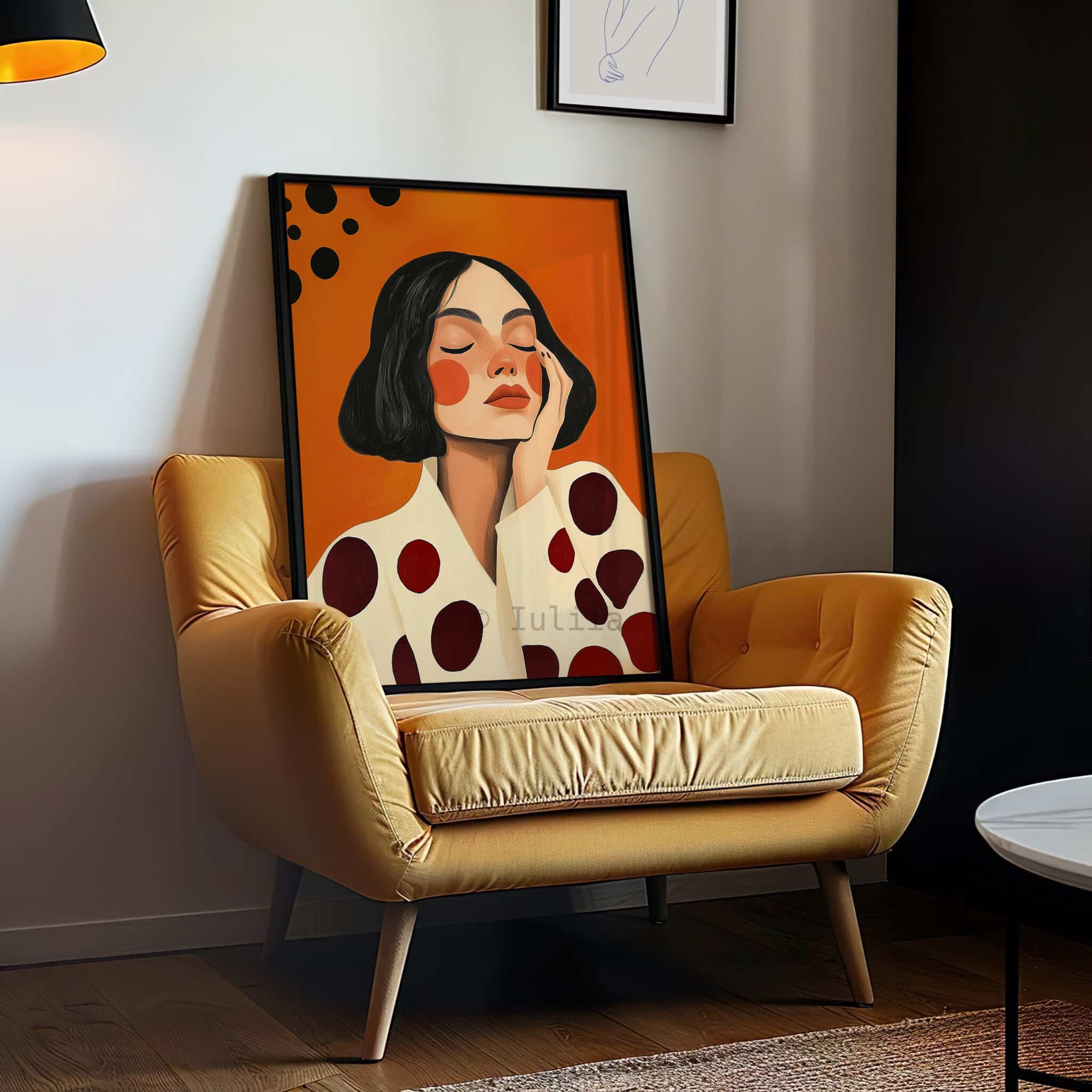 Abstract Portrait Print, Modern Woman Editorial Illustration Art, Warm Orange Red Wall Decor - photo #11