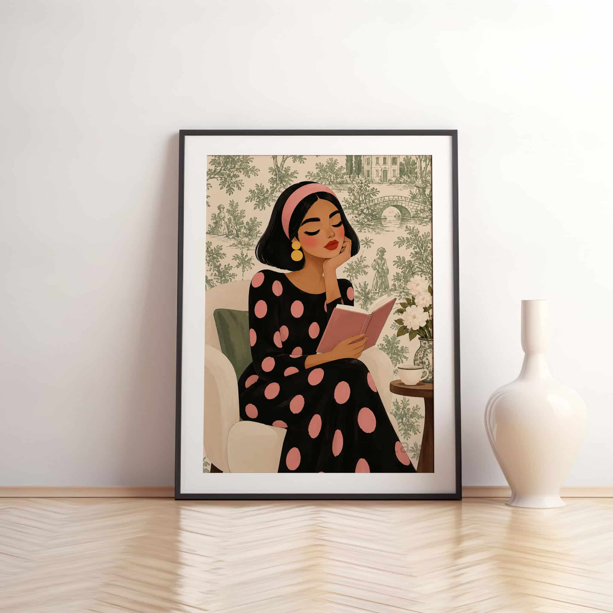 Toile de Jouy Art Print, French Country Woman Reading Portrait, Romantic Pastoral Scenery, Vintage European Wall Decor for Elegant Interiors - photo #10