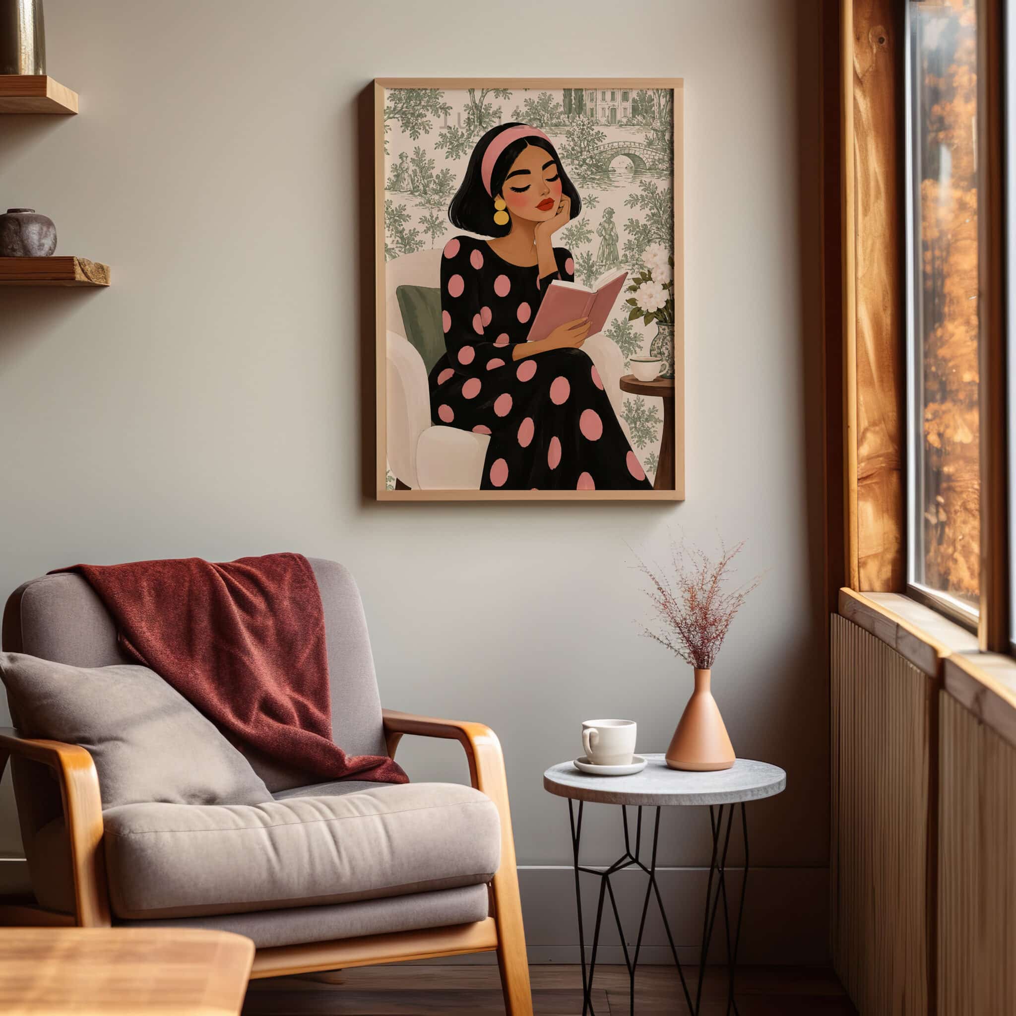Toile de Jouy Art Print, French Country Woman Reading Portrait, Romantic Pastoral Scenery, Vintage European Wall Decor for Elegant Interiors - photo #6