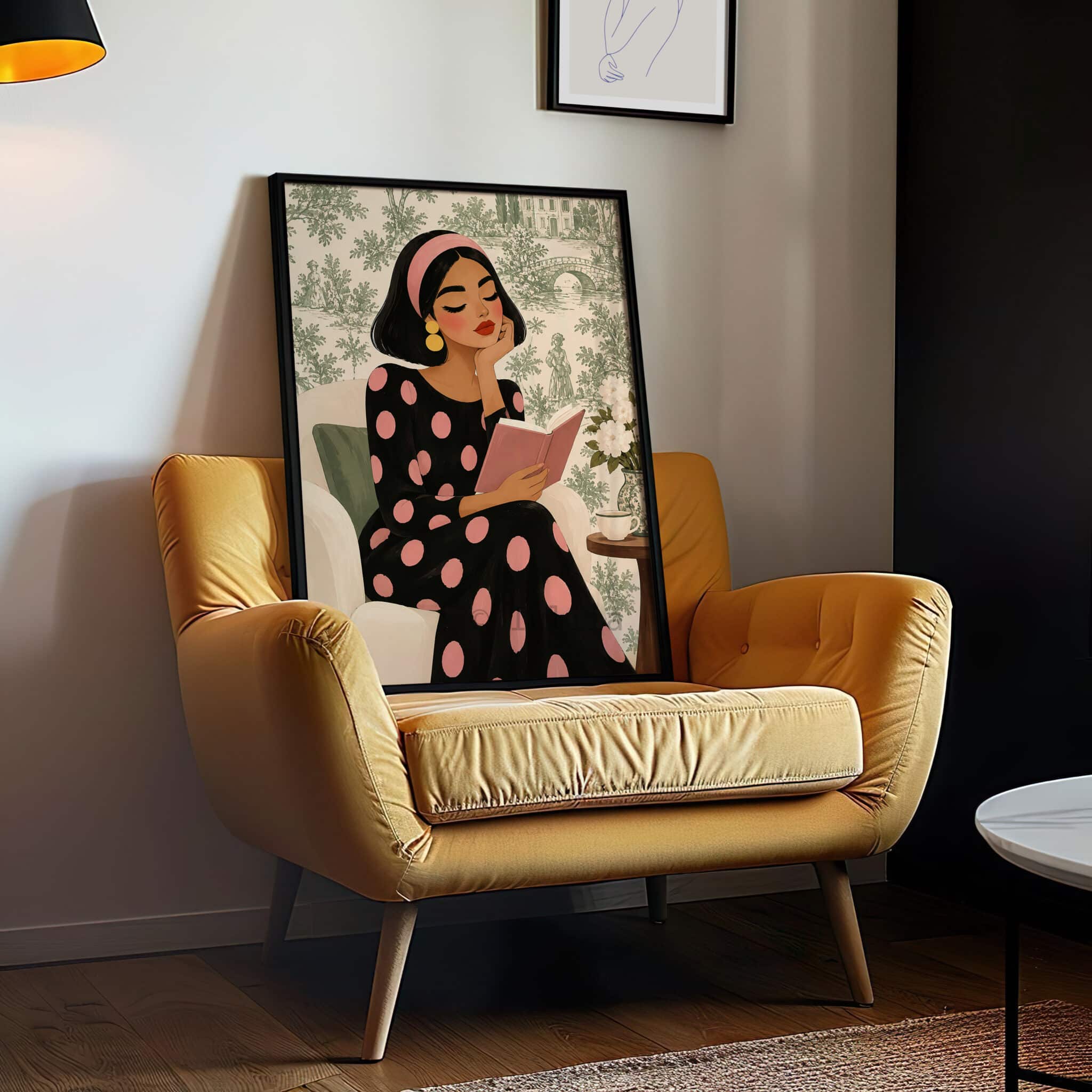 Toile de Jouy Art Print, French Country Woman Reading Portrait, Romantic Pastoral Scenery, Vintage European Wall Decor for Elegant Interiors - photo #11