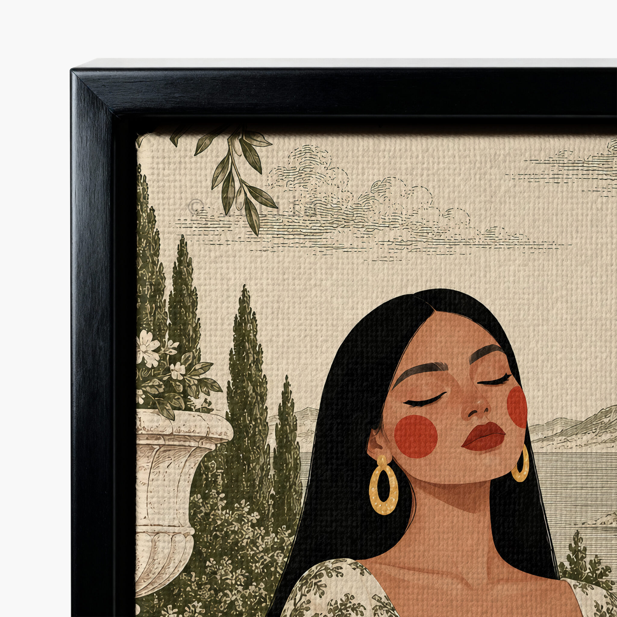 Toile Canvas, Woman Reading in an Olive Scenic Dress, European Countryside Artwork, Classic Decorative Portrait for a Cozy Reading Nook - photo #9