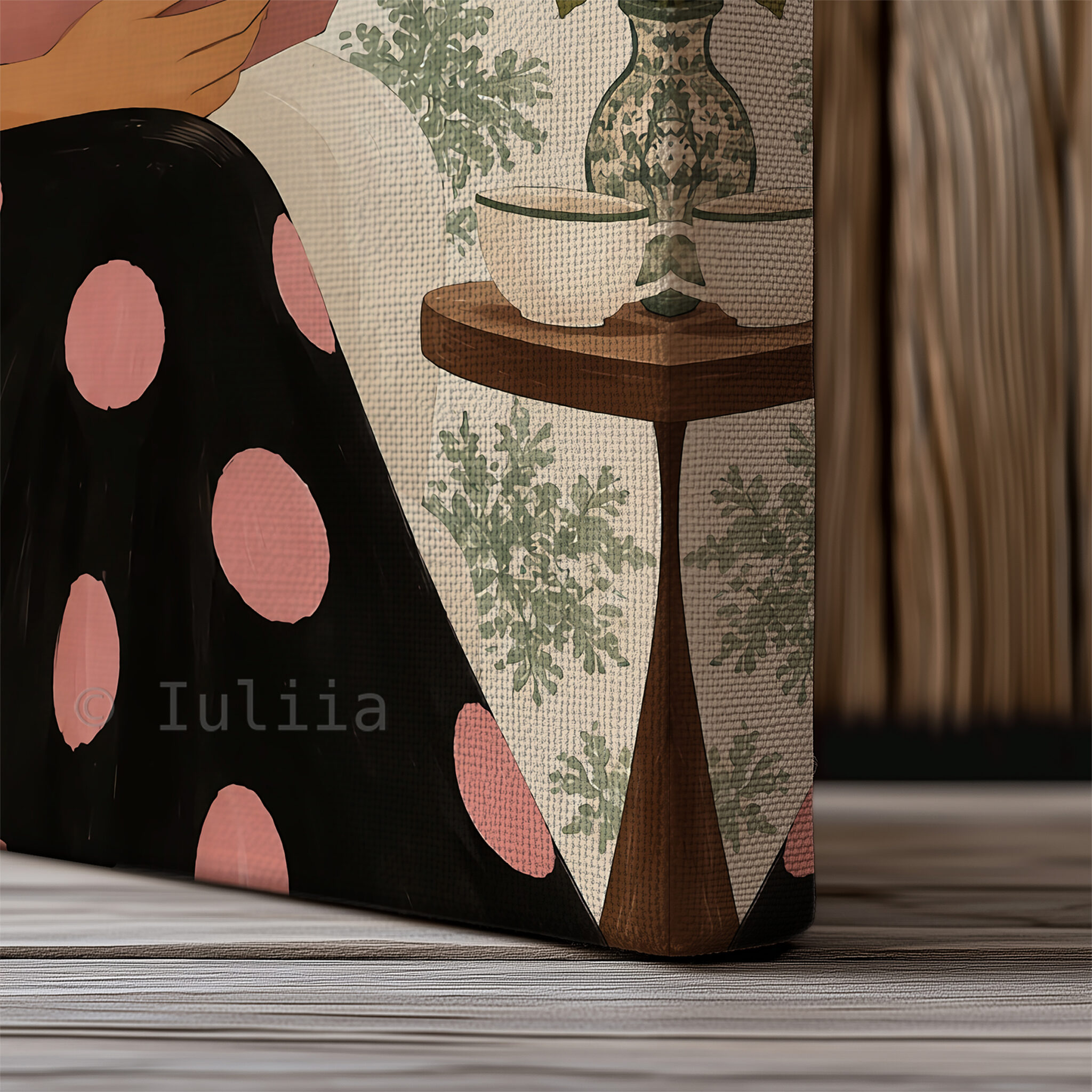 Romantic Vintage Canvas, Woman Reading a Pink Book in Polka Dot Dress, French Inspired Wall Art - photo #18